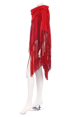 Lot 51 - An Hermès red wool and cashmere shawl, probably 1980s
