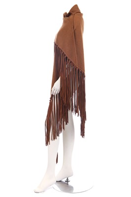 Lot 52 - An Hermès tan wool and cashmere shawl, probably 1980s