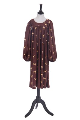 Lot 278 - A rare Biba greyhound-print jersey dress for an adolescent girl, early 1970s