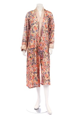 Lot 369 - An art-deco printed silk house robe, 1920s