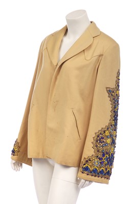 Lot 344 - A Norman Hartnell embellished yellow wool jacket, late 1940s