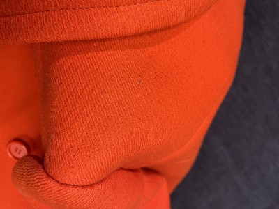 Lot 215 - A Courrèges orange wool double-breasted coat, circa 1967