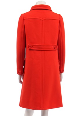 Lot 215 - A Courrèges orange wool double-breasted coat, circa 1967