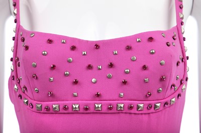Lot 134 - A Versace fuchsia-pink silk-crêpe evening gown, 1998