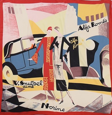Lot 41 - An Alfa Romeo art-deco style printed silk...