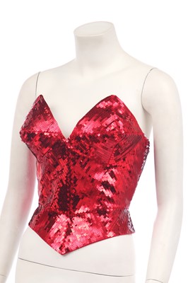 Lot 171 - A Thierry Mugler red sequined bustier, Autumn-Winter 2001-02