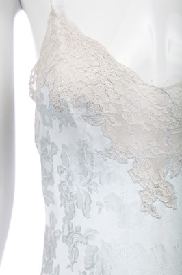 Lot 141 - A Dior by John Galliano pale duck-egg-blue damask satin bias-cut slip-dress, 'In a Boudoir Mood' collection,  Spring-Summer 1998