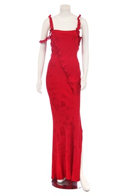 Lot 145 - A John Galliano bias-cut red satin-backed crêpe evening gown, Spring-Summer 2002 commercial collection