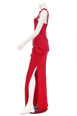 Lot 145 - A John Galliano bias-cut red satin-backed crêpe evening gown, Spring-Summer 2002 commercial collection