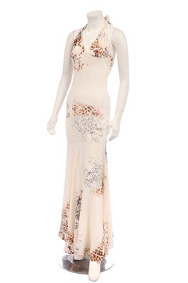 Lot 152 - A Dolce & Gabbana bias-cut leopard and floral printed silk evening gown, 2000s