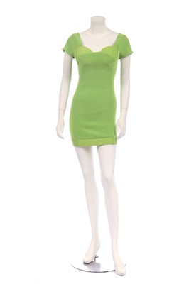 Lot 207 - A Versace lime-green spandex bodycon dress, 1990s