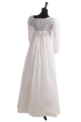 Lot 281 - A whitework embroidered empire-line dress, 1800-1810