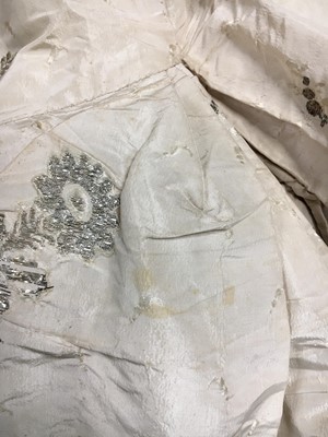 Lot 291 - A brocaded silk robe à la Française, the fabric 1740s-early 1750s, but later altered