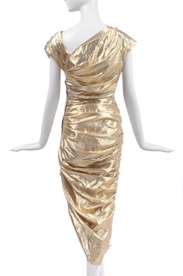 Lot 191 - A Thierry Mugler pleated cloth of gold evening dress, Spring-Summer 1985