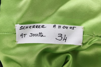 Sold at Auction: JEAN-LOUIS SCHERRER Haute Couture N°000723, circa 1980  ENSEMBLE en velours de soie tabac gansé de zibeline : VESTE, JUPE, CEINT