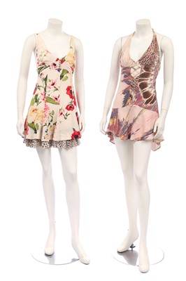 Lot 160 - Three Roberto Cavalli short printed silk-blend summer dresses, early 2000s