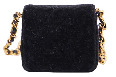 Lot 1 - A Chanel micro mini quilted velvet bag, 1980s-90s