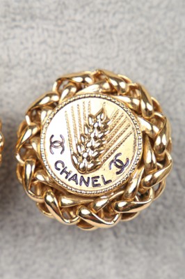 Lot 25 - A pair of Chanel gilt metal clip-on earrings, Autumn-Winter 1986-87 couture collection
