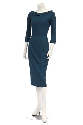 Lot 167 - A L'Wren Scott teal wool 'Headmistress' dress, 'Dragonfly Blues' collection, Spring-Summer 2008