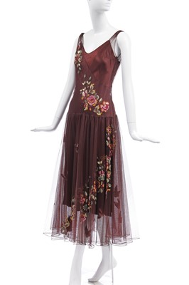 Lot 104 - A Dior by John Galliano embroidered brown tulle dress, Autumn-Winter 2005-06