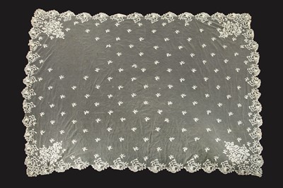 Lot 454 - A Honiton bridal veil, circa 1900, and other lace