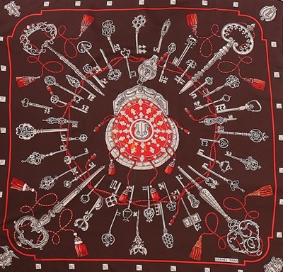 Lot 14 - An Hermès 'Les Cles' silk scarf, designed by...
