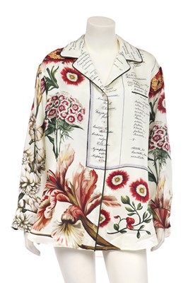 Lot 164 - An Oscar de la Renta botanical printed silk blouse, modern