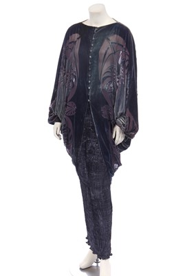 Lot 250 - A Charles & Patricia Lester pleated silk skirt and velvet jacket, 1985