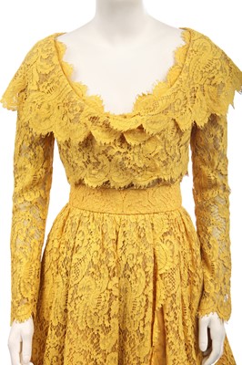 Lot 204 - A Rochas haute couture yellow lace cocktail ensemble, Spring-Summer 1992