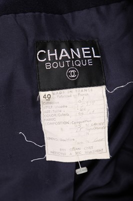 Lot 38 - A Chanel navy wool coat, 1980s