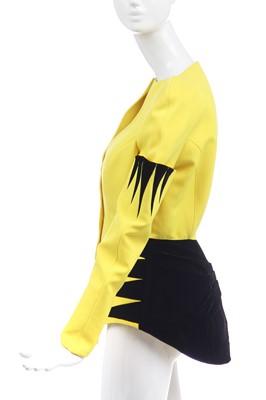 Lot 125 - A rare Thierry Mugler yellow wool 'wasp' jacket, probably 'Music-Hall' collection, Autumn-Winter 1990-91