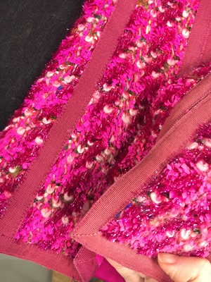 Lot 19 - A Chanel shocking-pink tinsel-flecked fantasy tweed jacket, Autumn-Winter 1991-92