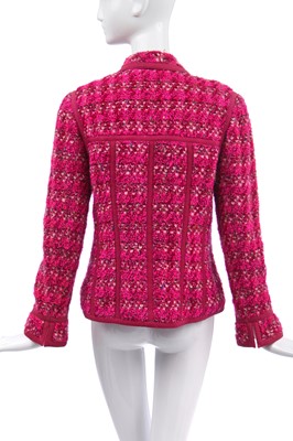 Lot 19 - A Chanel shocking-pink tinsel-flecked fantasy tweed jacket, Autumn-Winter 1991-92