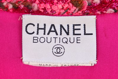 Lot 19 - A Chanel shocking-pink tinsel-flecked fantasy tweed jacket, Autumn-Winter 1991-92