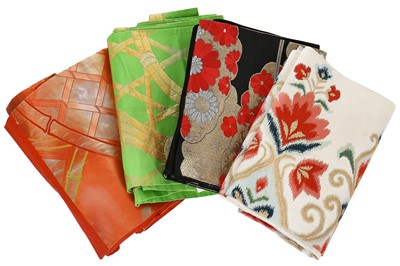 Lot 490 - A large group of brocaded silk obis, Japanese, 20th century