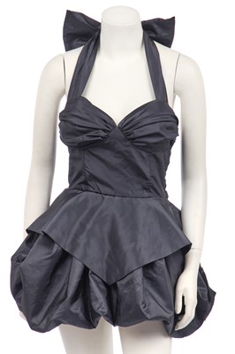 Lot 237 - A Willi Smith charcoal-grey taffeta cocktail dress, 1980s