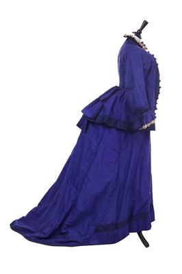 Lot 422 - A cobalt-blue taffeta gown, circa 1875