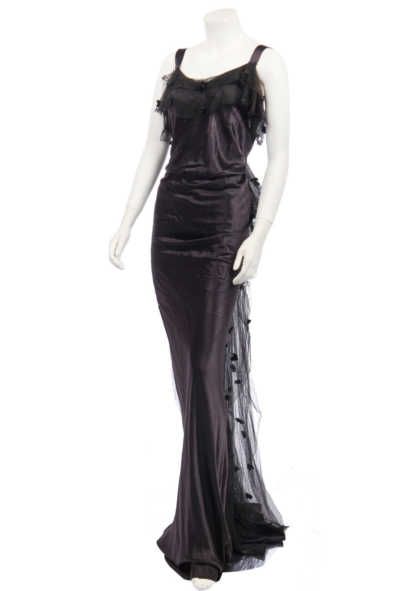 Lot 358 - An early Victor Stiebel black satin evening