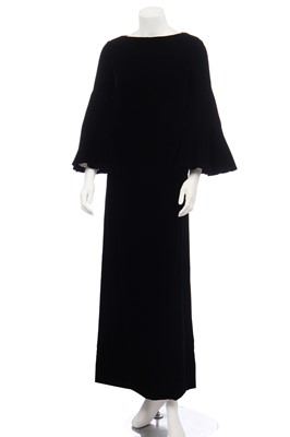 Lot 298 - A Christian Dior London black velvet evening gown, circa 1970