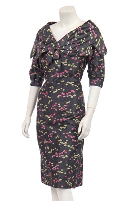 Lot 332 - A Christian Dior London printed silk dress, circa 1960