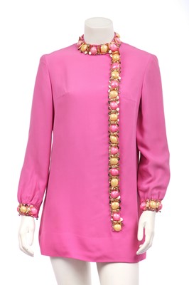 Lot 329 - A Christian Dior London beaded pink crêpe minidress, circa 1968