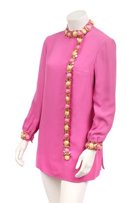 Lot 329 - A Christian Dior London beaded pink crêpe minidress, circa 1968