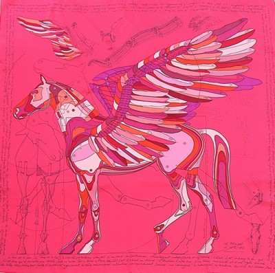 Lot 15 - An Hermès 'Le Pegase d'Hermès ' silk scarf,...