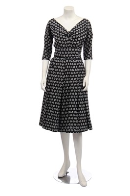 Lot 339 - A Hardy Amies embroidered cotton dress, late 1950s