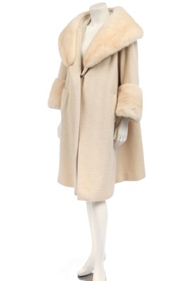 Lot 338 - A Lilli Ann off-white plush swing coat, 1950s