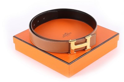 Lot 61 - An Hermès beige leather belt, modern, stamped...