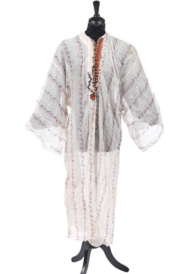 Lot 483 - A woven muslin robe and accessories, probably Tunisian, early 19th century