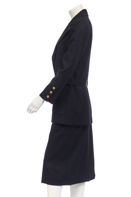 Lot 36 - A Chanel navy wool suit, 1990s