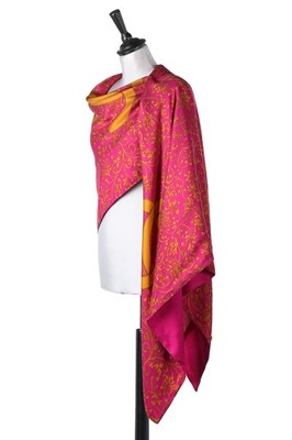 Lot 63 - A Chanel fuchsia pink silk shawl, probably...