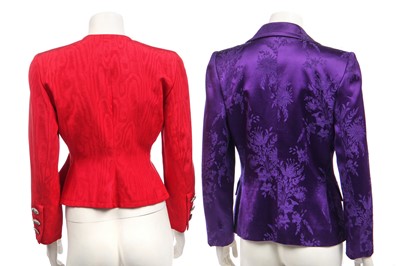 Lot 256 - An Yves Saint Laurent violet damask rayon-satin jacket, 1990s